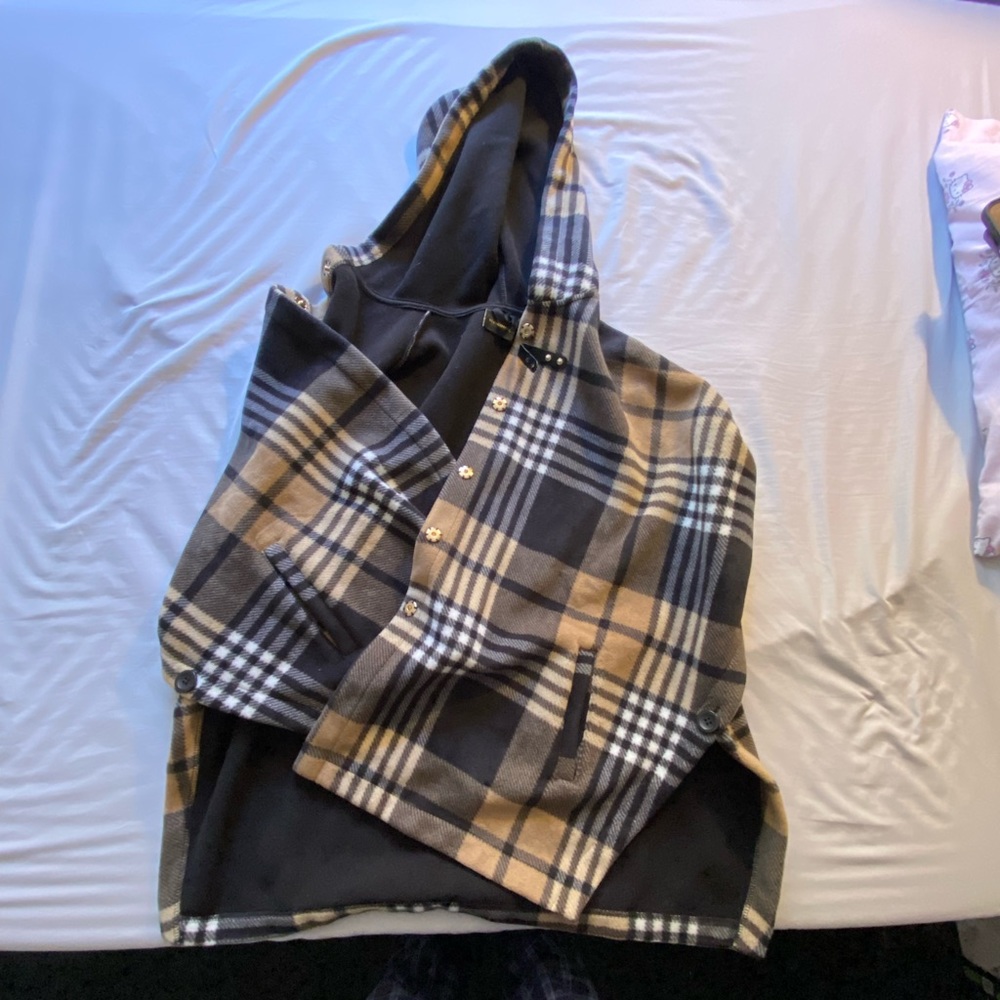fleece poncho with hood one size